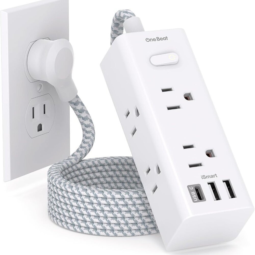 Power Strip Surge Protector - 6 Widely Outlets with 3 USB Ports 1 USB C, 5 Ft Ex